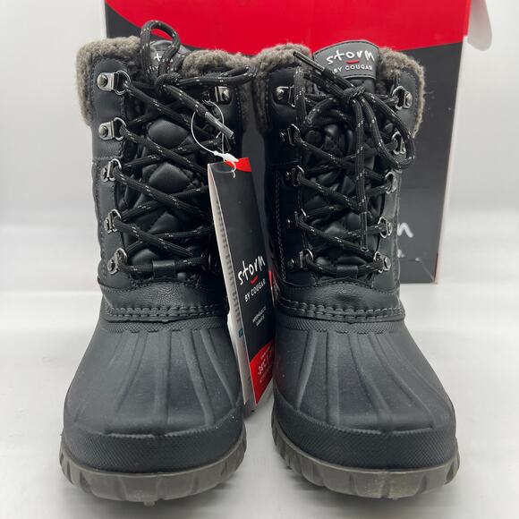 Cougar Waterproof Winter Boots Size 7 Medium Black Quilt Carlisle Lace Up - Picture 2 of 12